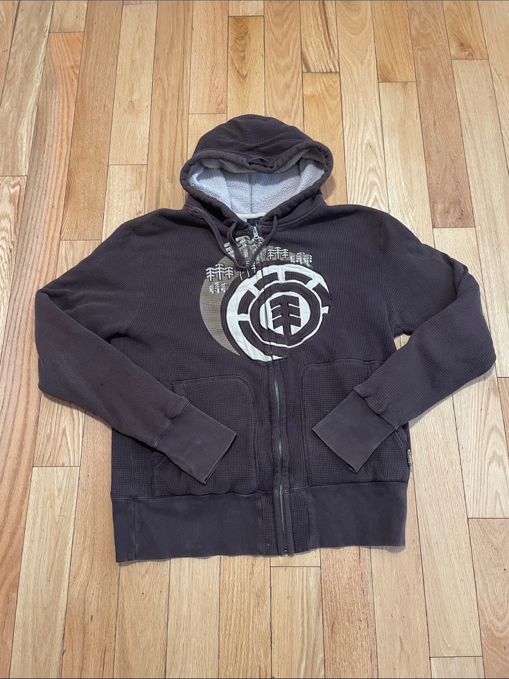 Element Men's Dark Brown Zip-Up Hoodie with Front Graphic